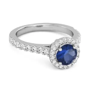 Blue Sapphire Birthstone 925 Sterling Silver Solitaire Accents Ring