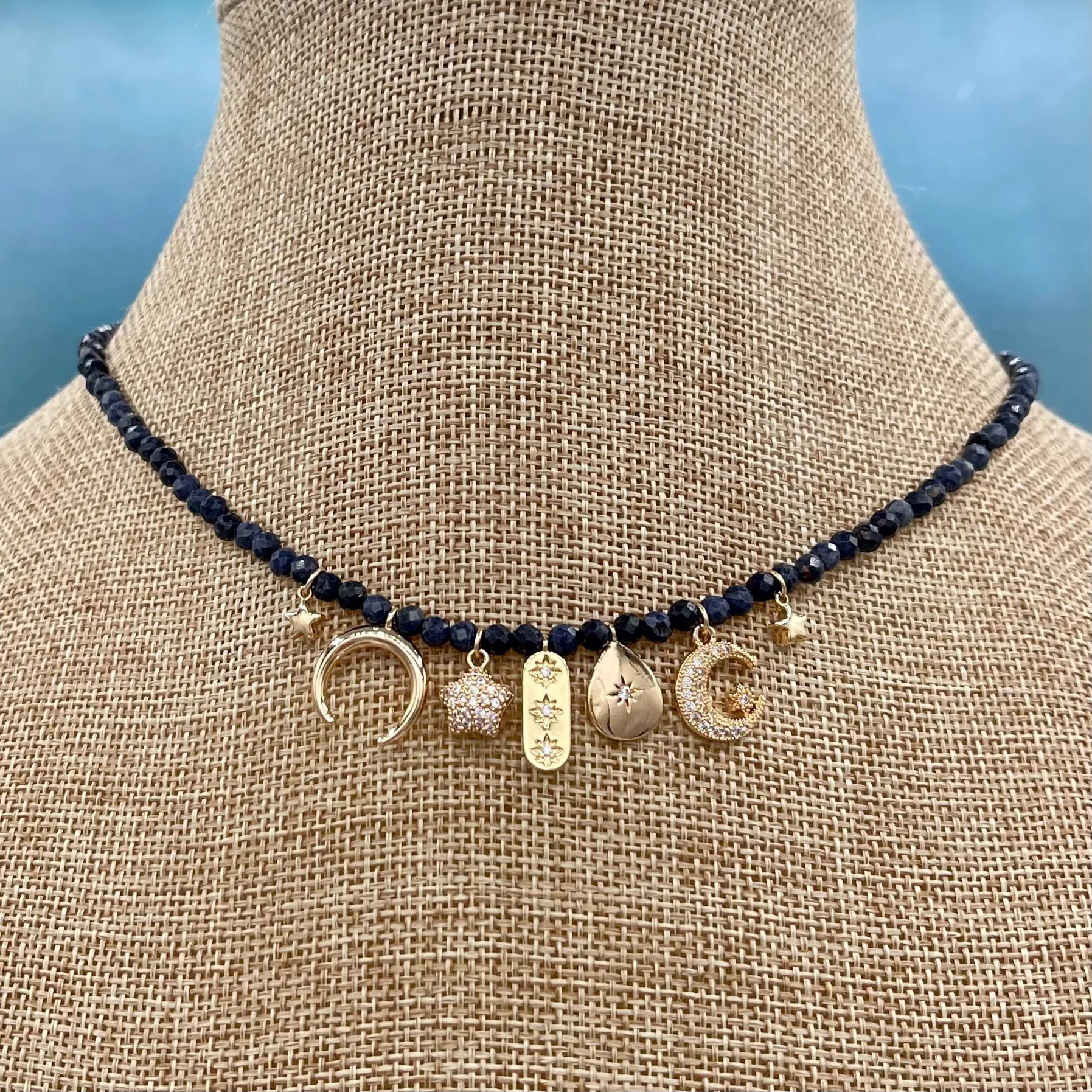 Blue Sapphire Celestial Charm Necklace