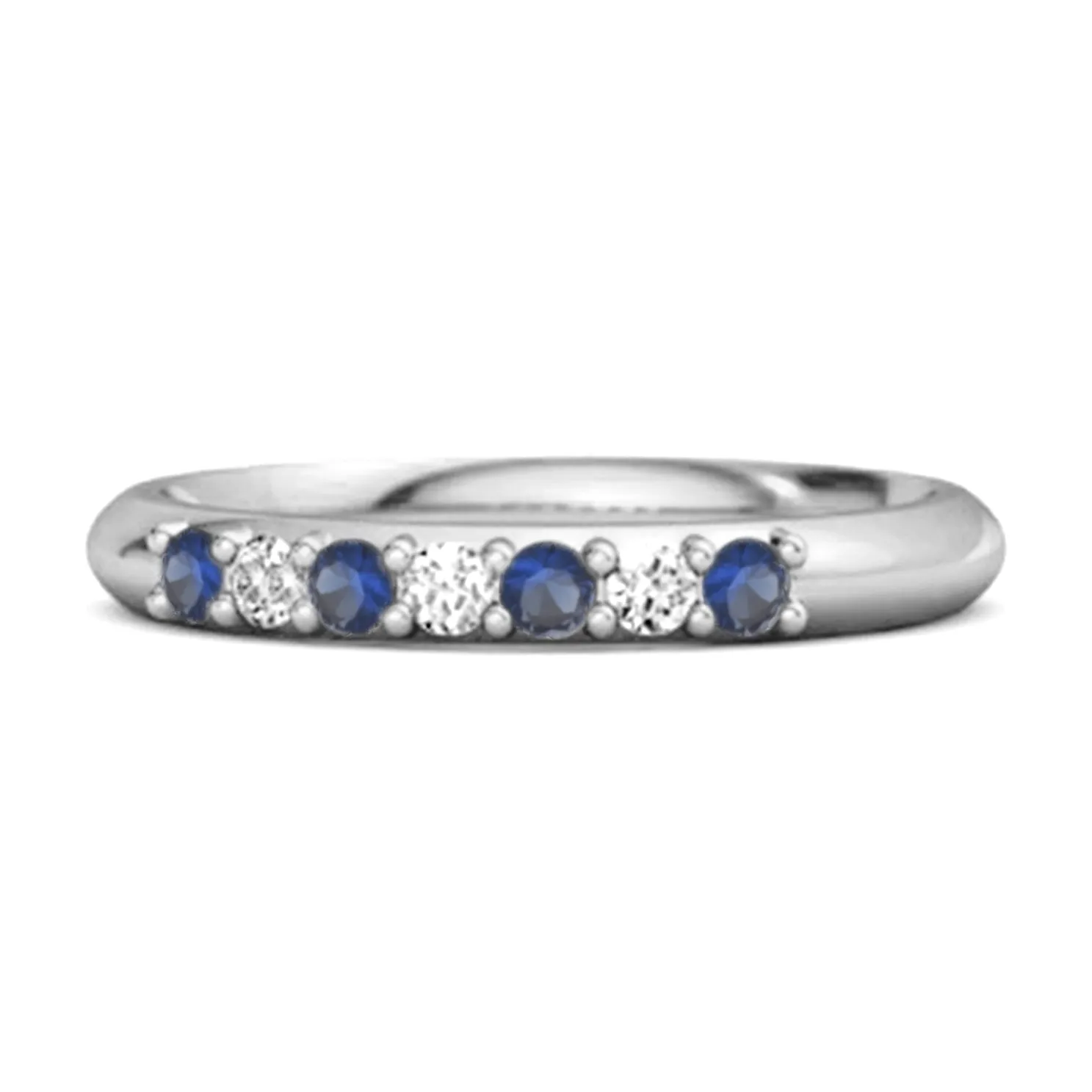 Blue Sapphire Eternity 925 Sterling Silver Stackable Mismatch Ring