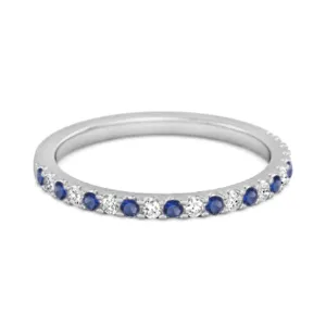 Blue Sapphire Half Eternity Band 925 Sterling Silver Stackable Ring