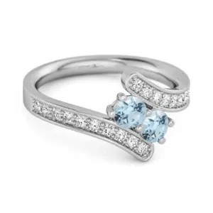 Blue Topaz 925 Sterling Silver Split Shank Bypass Wedding Ring