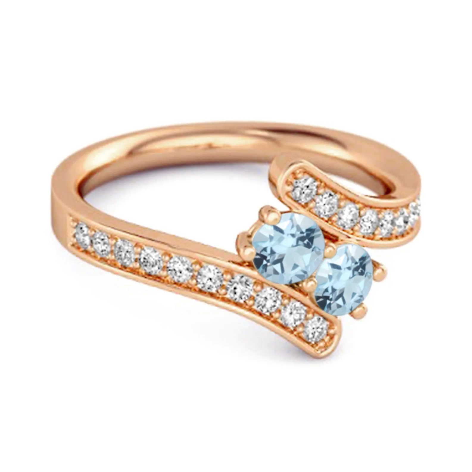 Blue Topaz 925 Sterling Silver Split Shank Bypass Wedding Ring