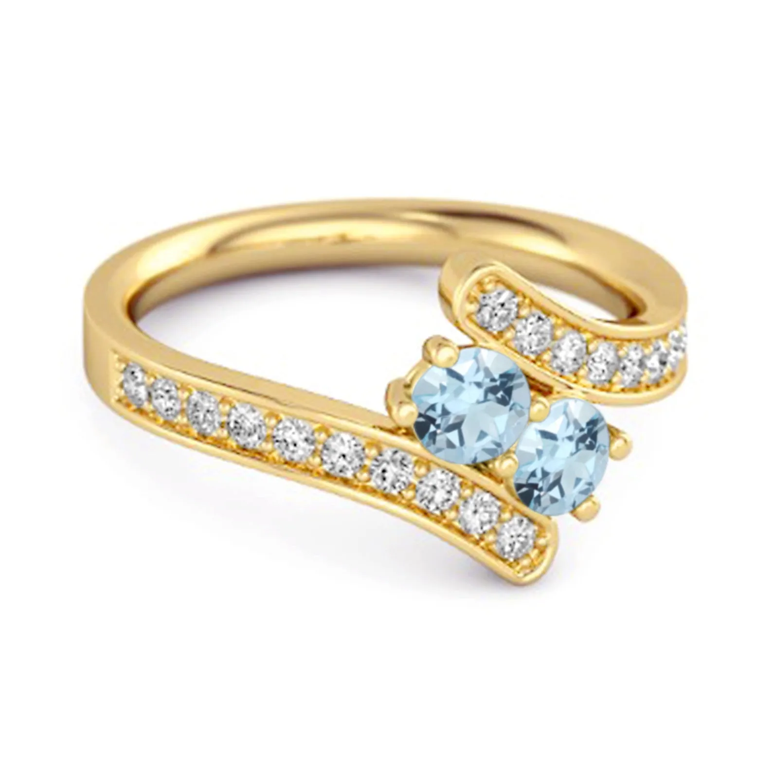 Blue Topaz 925 Sterling Silver Split Shank Bypass Wedding Ring