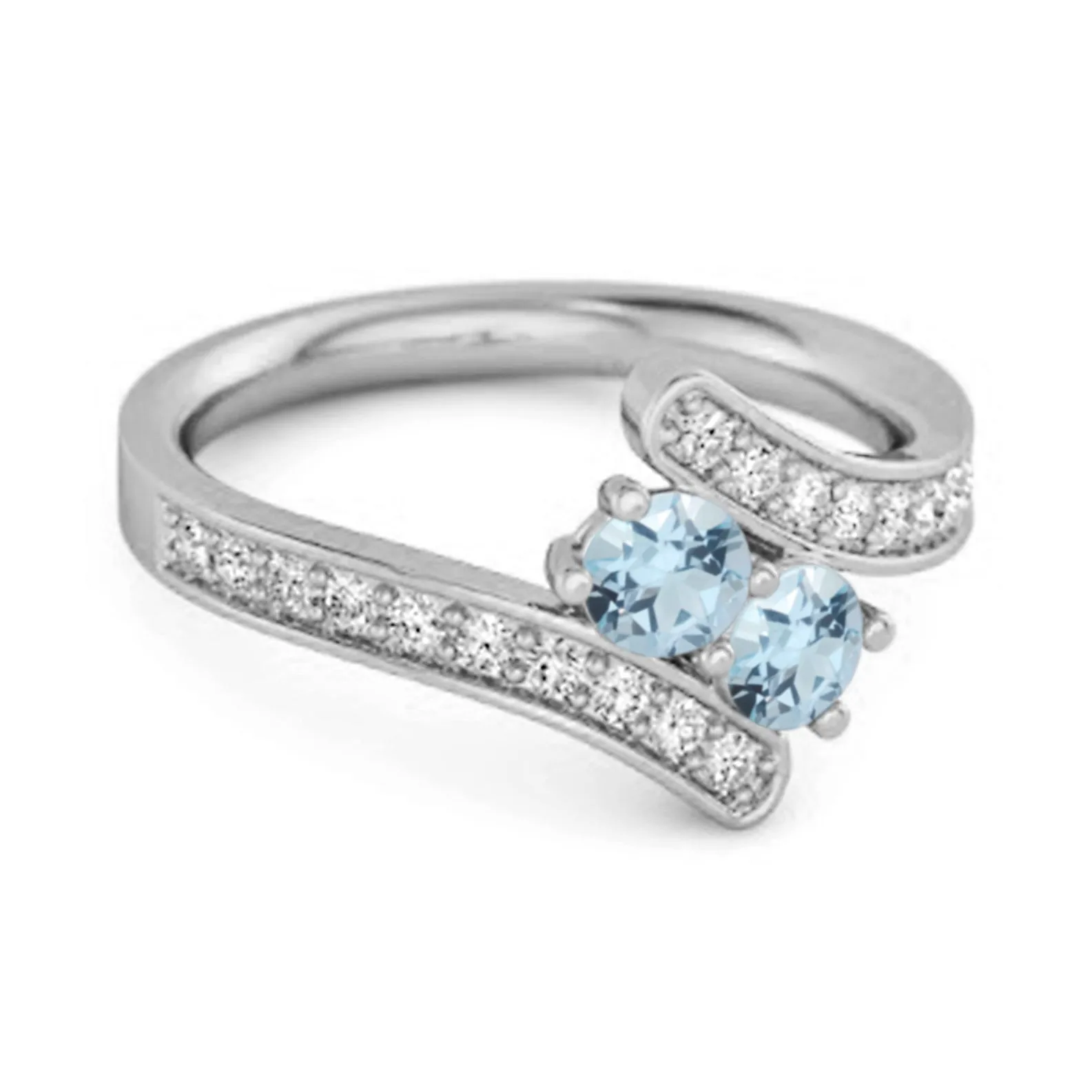Blue Topaz 925 Sterling Silver Split Shank Bypass Wedding Ring