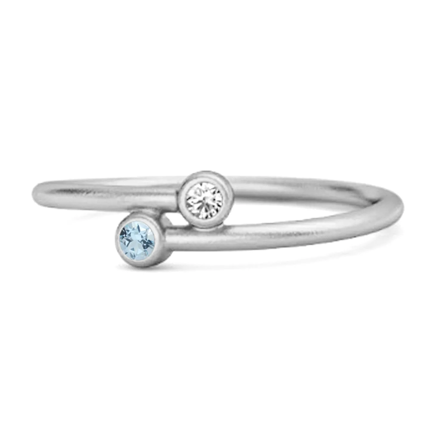 Blue Topaz Birthstone 925 Sterling Silver Personalized Split Ring