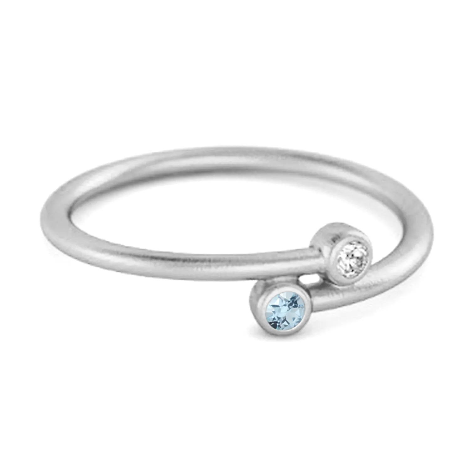 Blue Topaz Birthstone 925 Sterling Silver Personalized Split Ring