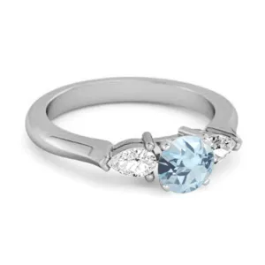 Blue Topaz Simulated Diamond 925 Sterling Silver Women Love Ring