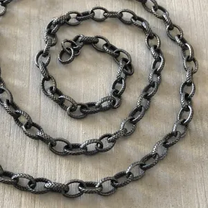 BOHEME OXI SILVER TEXTURED OVAL OPEN CHAIN rts