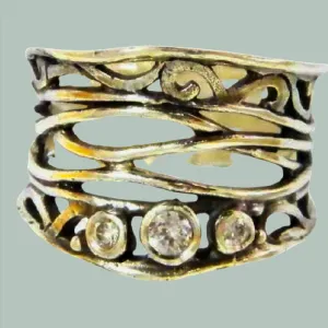 Bohemian Brilliance: Sterling Silver Cubic Zirconia Hippie Ring - Authentic Israeli Jewelry