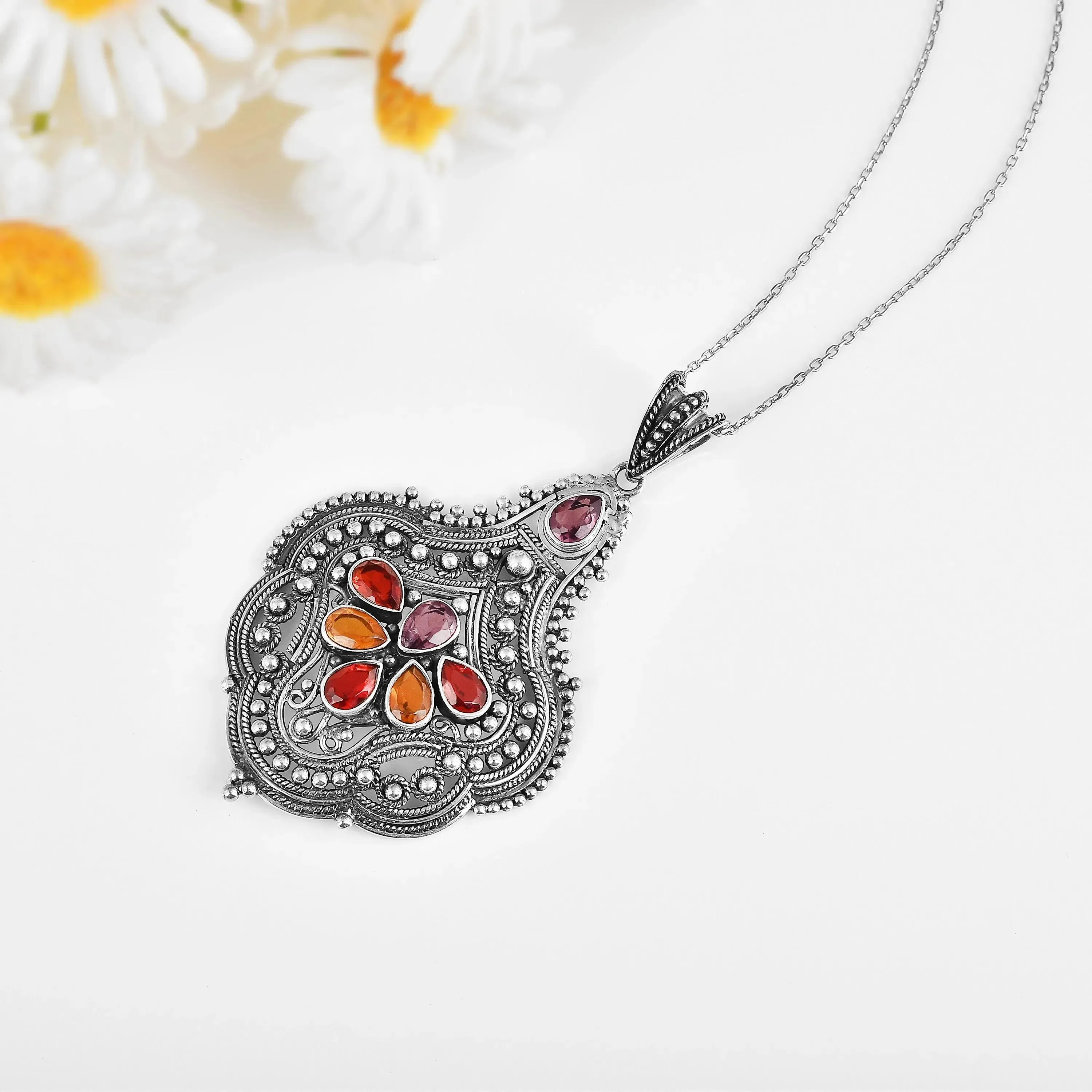 Boho Pendant Oxidised Necklace