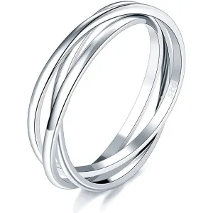 BORUO 925 Sterling Silver Ring Triple Row Rolling Interlocking Silver Rings High Polish Rings for Women, Men Each Band Width 1.8mm Size 4-12