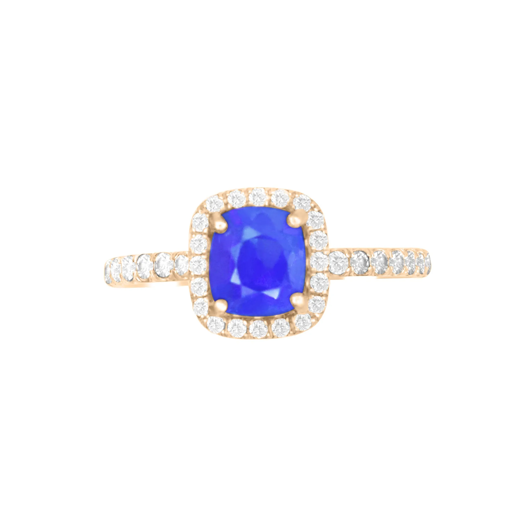Box Set Pave Halo Engagement Ring