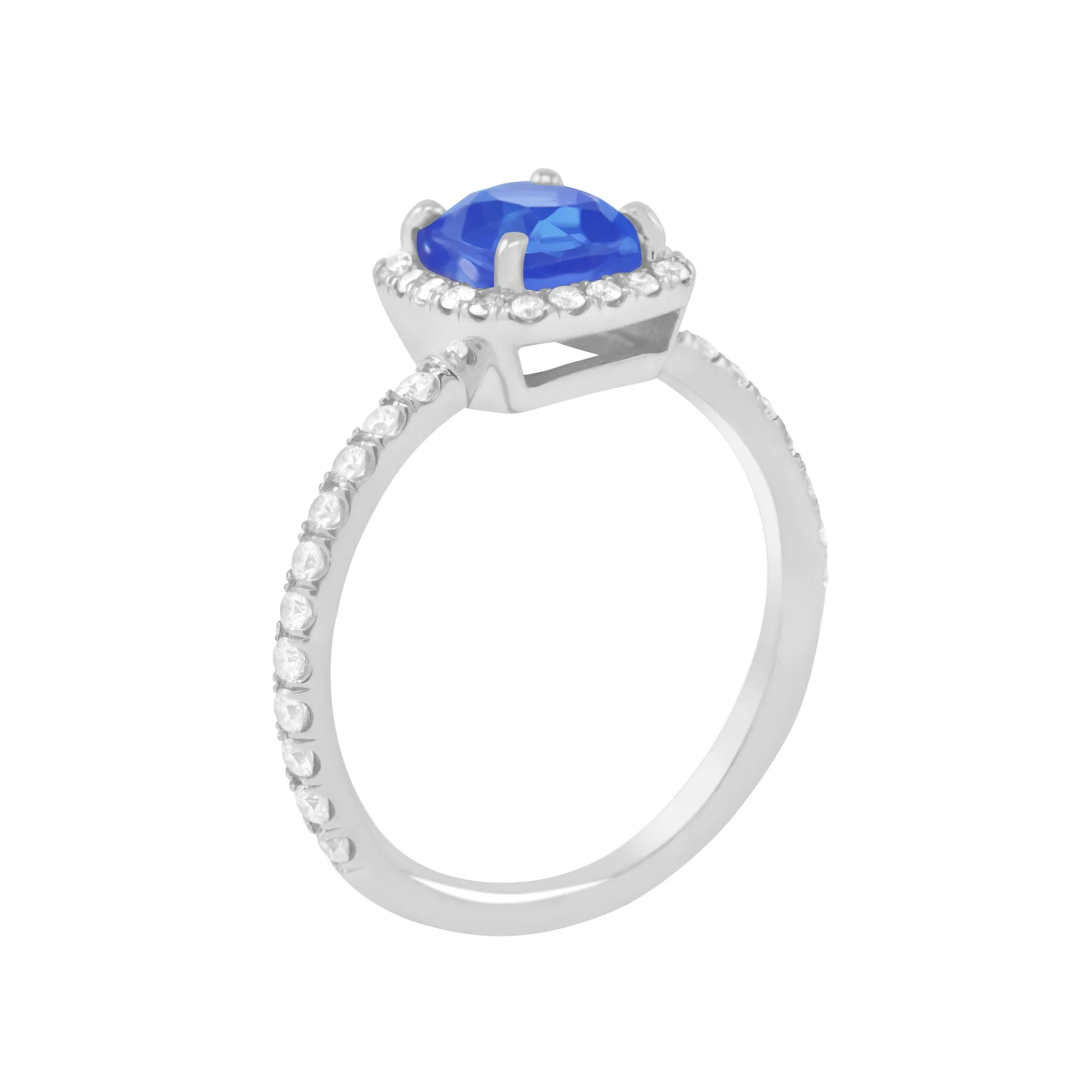 Box Set Pave Halo Engagement Ring