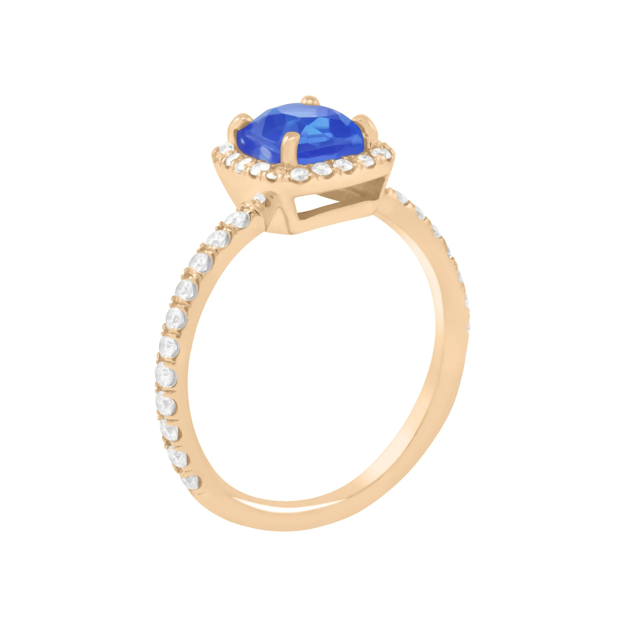 Box Set Pave Halo Engagement Ring