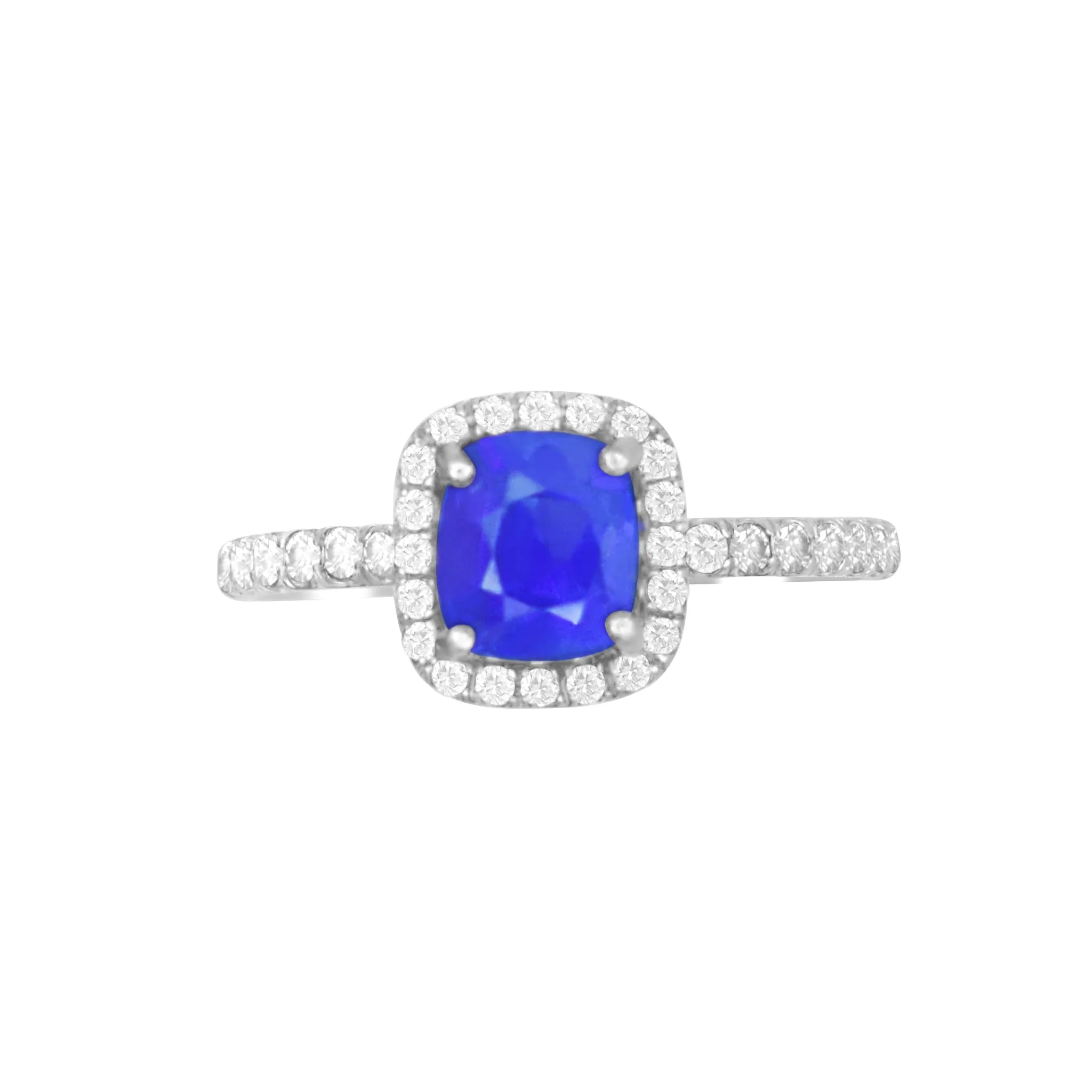 Box Set Pave Halo Engagement Ring
