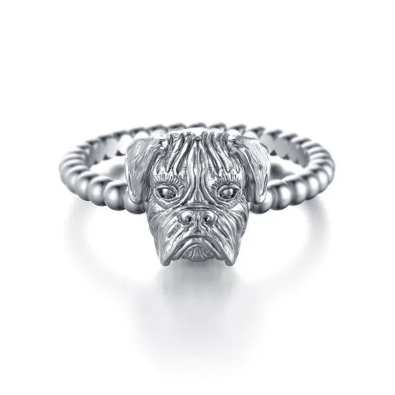 Boxer Breed Jewelry Natural Puppy Face Bead Ring