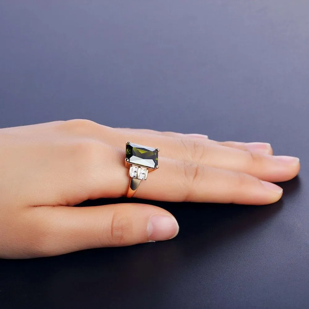 Broadside Square 14mm Gold Color Rings Fashion Jewelry Gift for Women