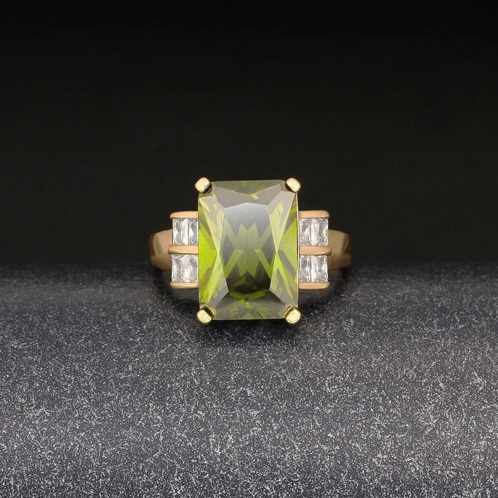 Broadside Square 14mm Gold Color Rings Fashion Jewelry Gift for Women