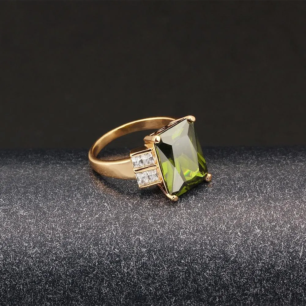 Broadside Square 14mm Gold Color Rings Fashion Jewelry Gift for Women