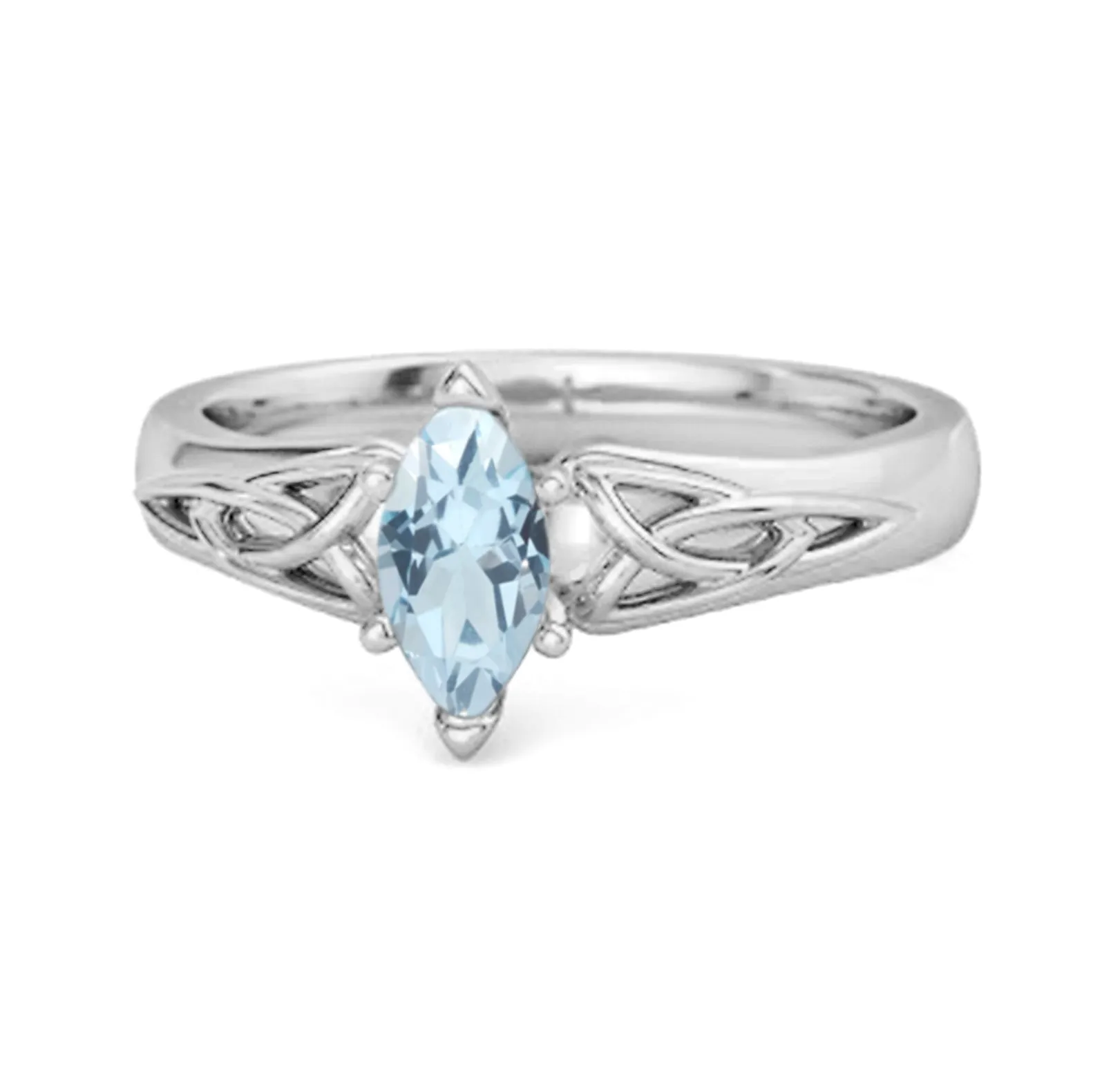 Celtic Blue Topaz Ring 925 Sterling Silver Trinity Knot Band Ring