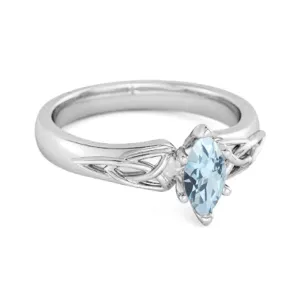 Celtic Blue Topaz Ring 925 Sterling Silver Trinity Knot Band Ring