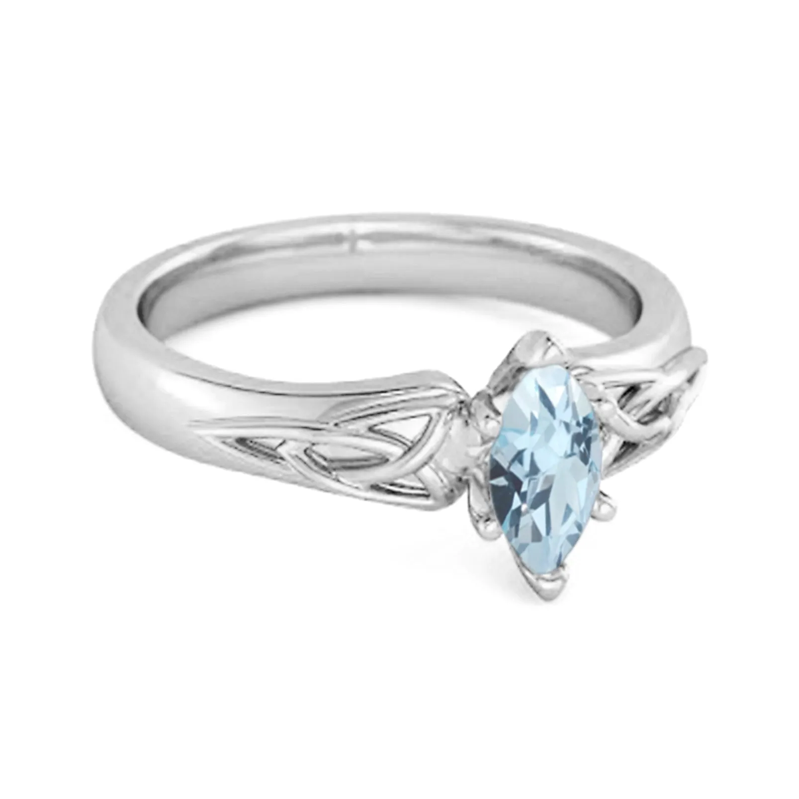Celtic Blue Topaz Ring 925 Sterling Silver Trinity Knot Band Ring