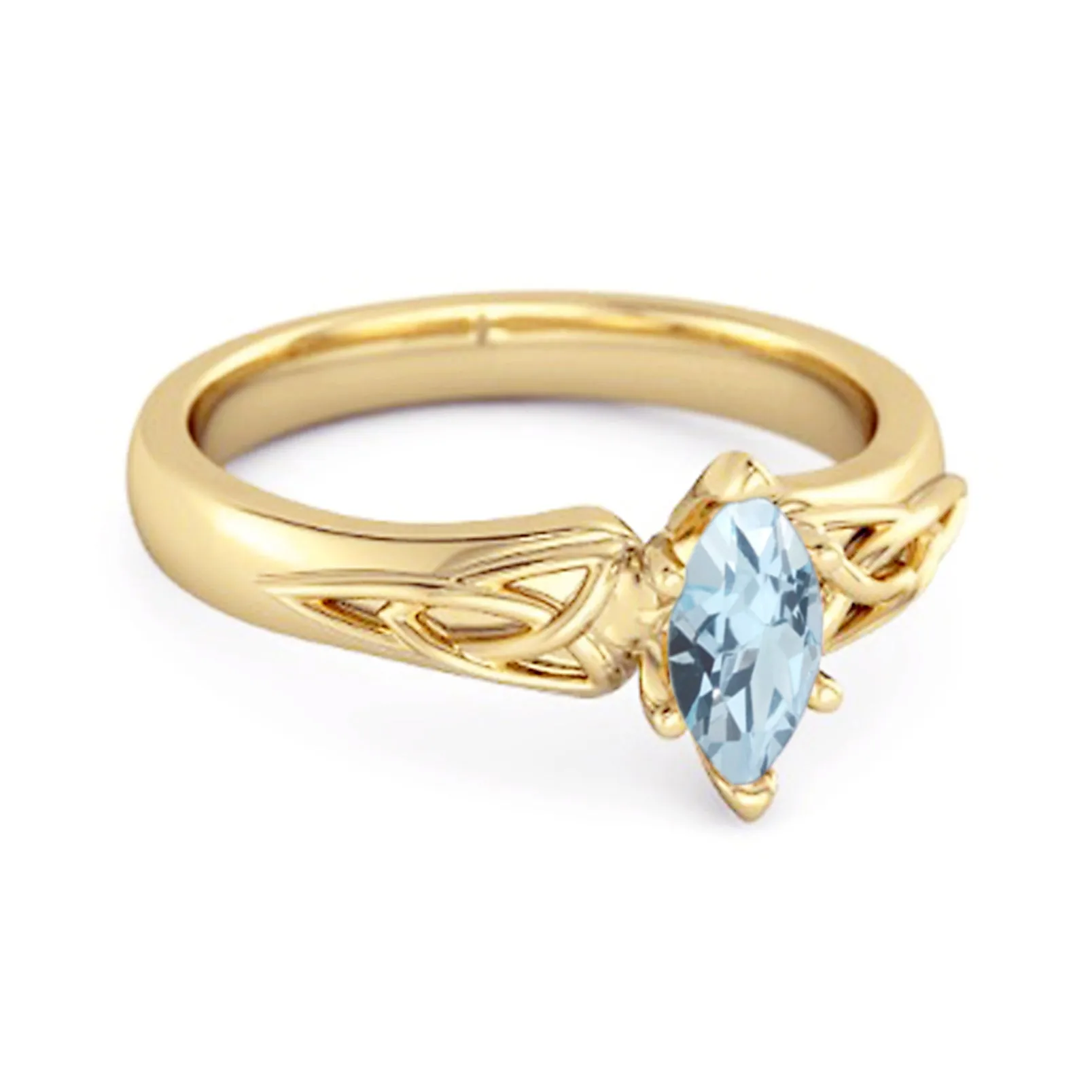 Celtic Blue Topaz Ring 925 Sterling Silver Trinity Knot Band Ring