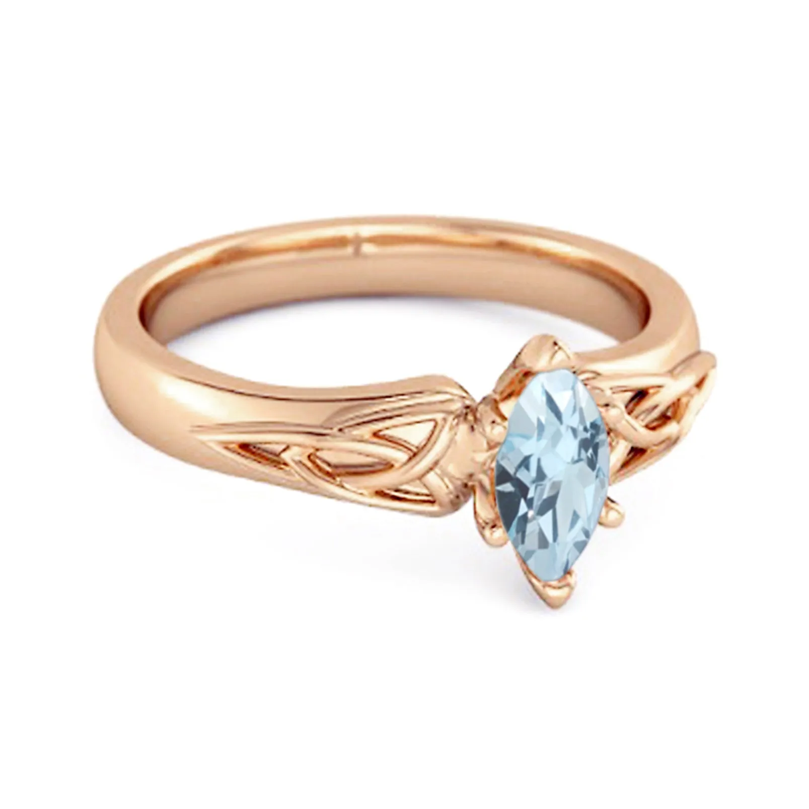 Celtic Blue Topaz Ring 925 Sterling Silver Trinity Knot Band Ring