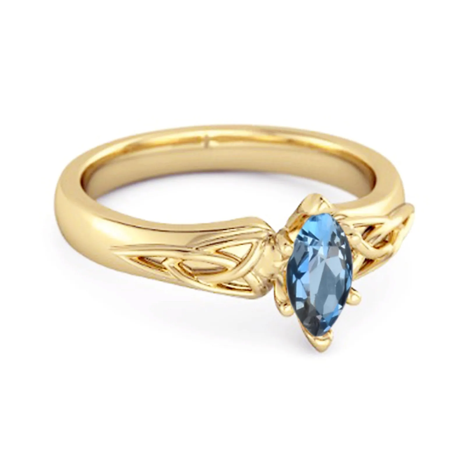 Celtic London Blue Topaz Ring 925 Sterling Silver Trinity Knot Band Ring