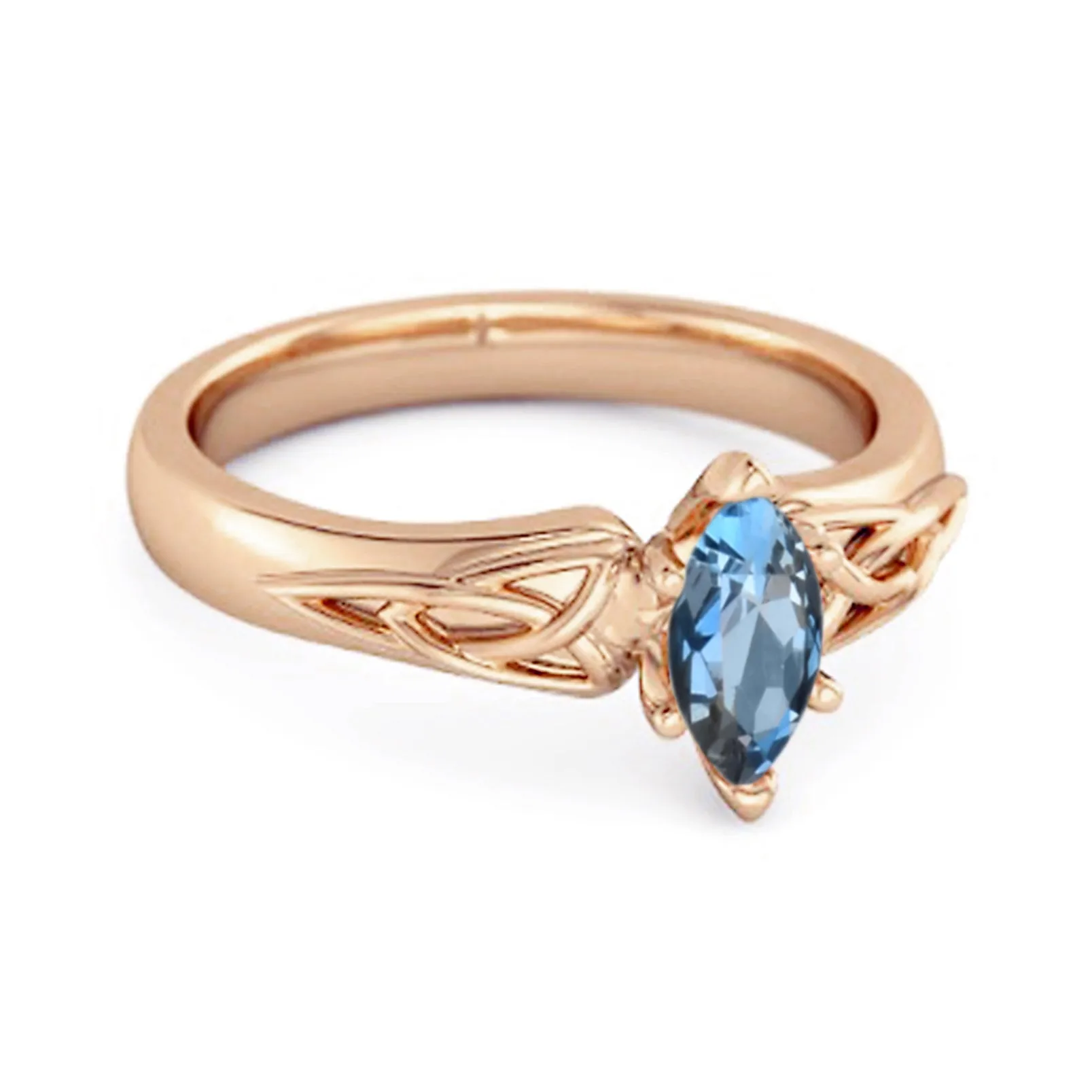 Celtic London Blue Topaz Ring 925 Sterling Silver Trinity Knot Band Ring