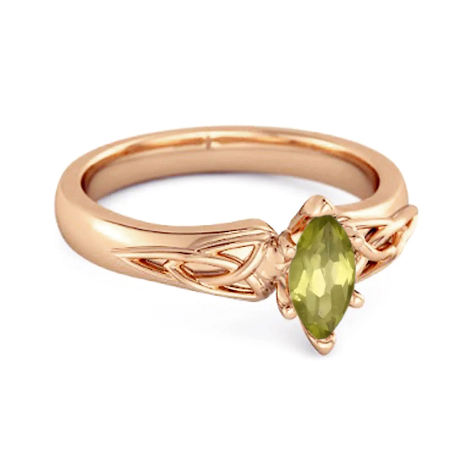 Celtic Peridot Ring 925 Sterling Silver Trinity Knot Band Ring