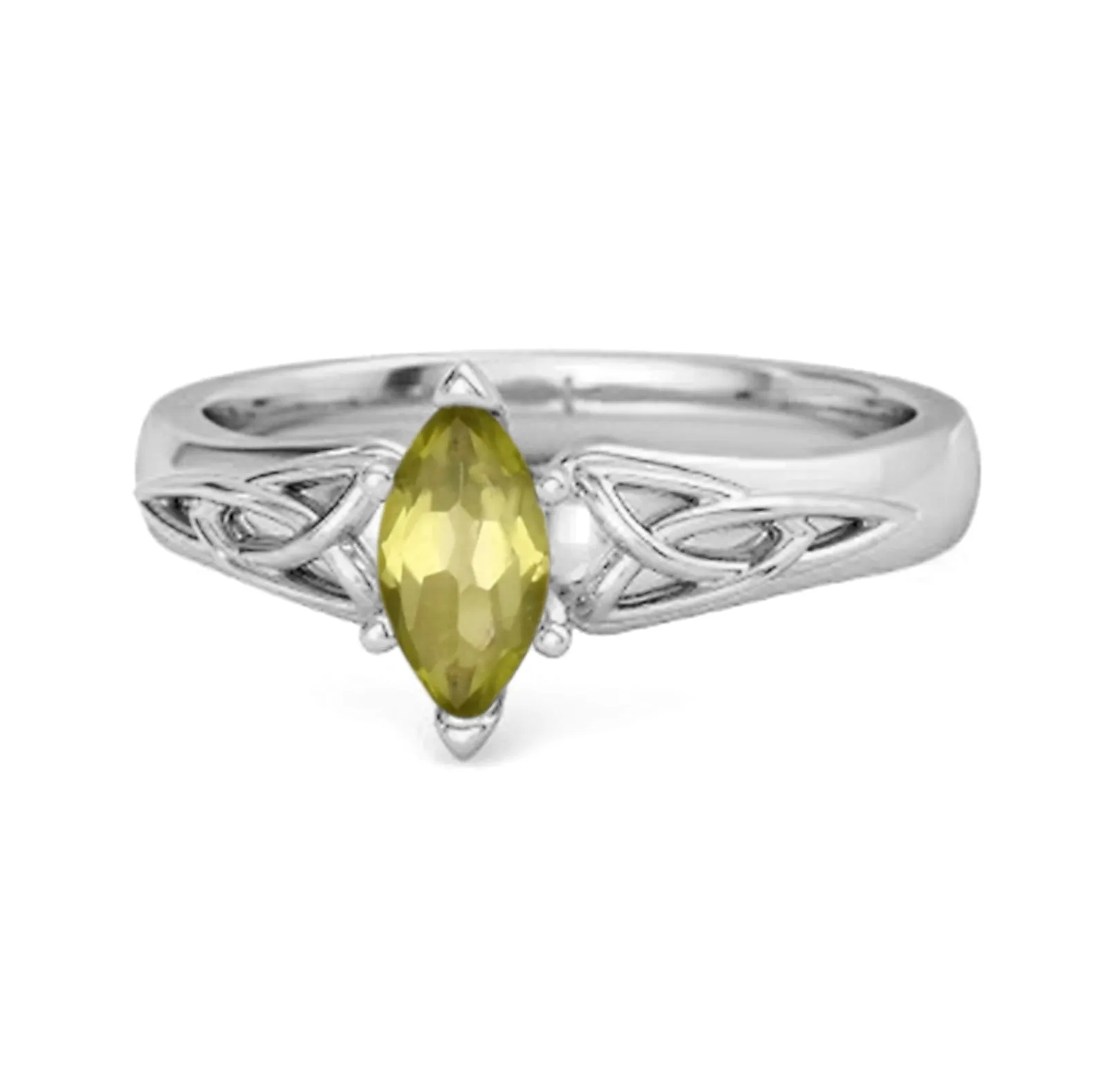 Celtic Peridot Ring 925 Sterling Silver Trinity Knot Band Ring