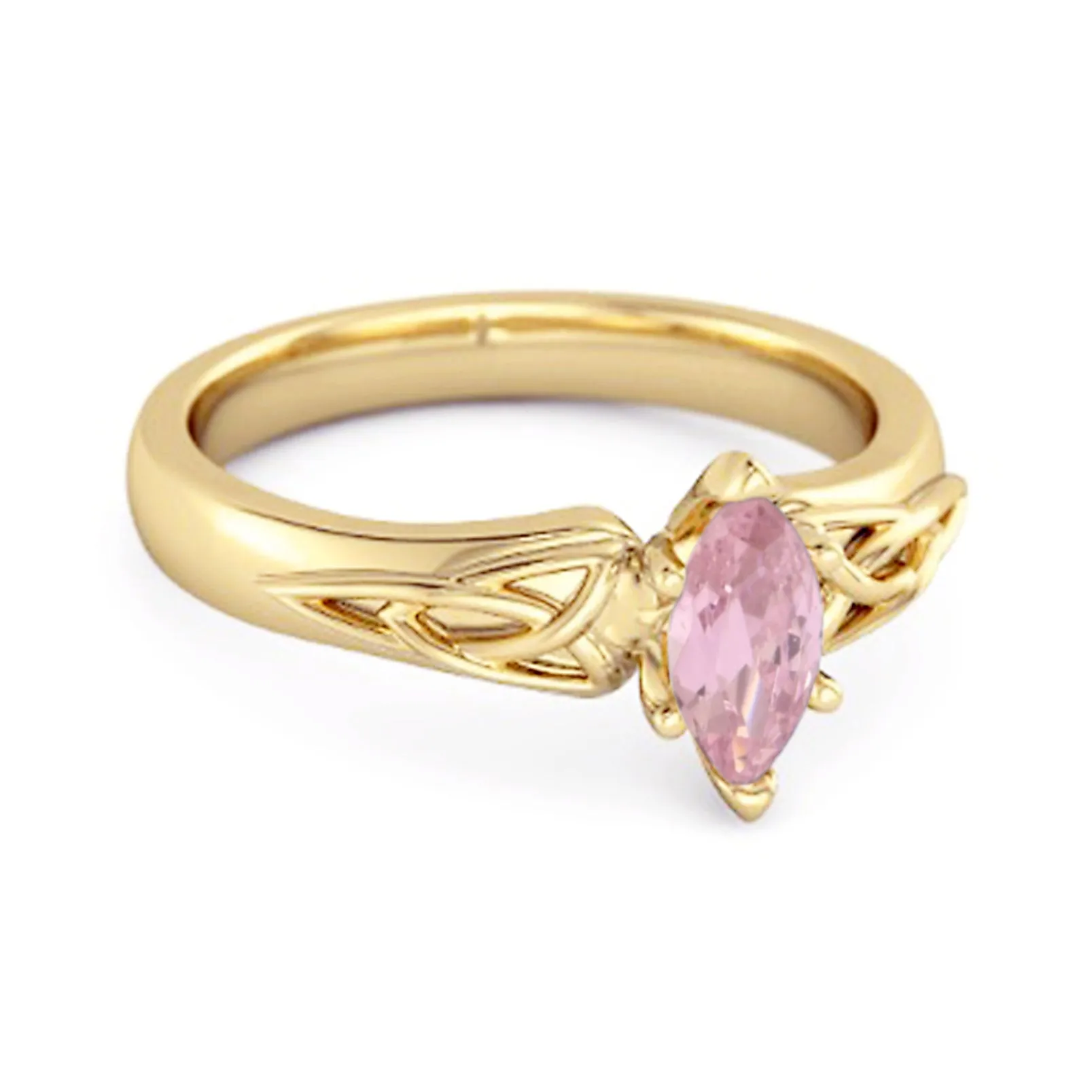 Celtic Pink Zirconia Ring 925 Sterling Silver Trinity Knot Band Ring