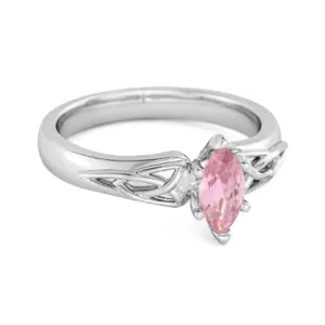 Celtic Pink Zirconia Ring 925 Sterling Silver Trinity Knot Band Ring