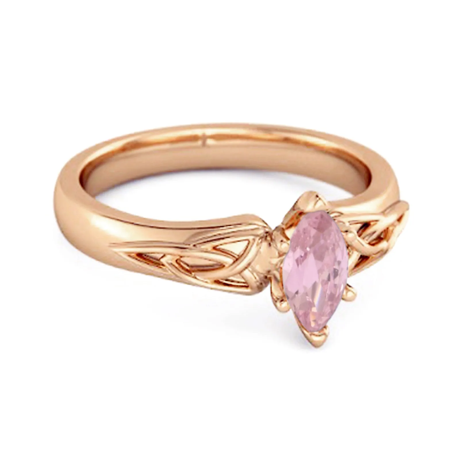 Celtic Pink Zirconia Ring 925 Sterling Silver Trinity Knot Band Ring