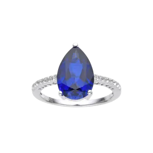 Ceylon Sapphire Teardrop Ring