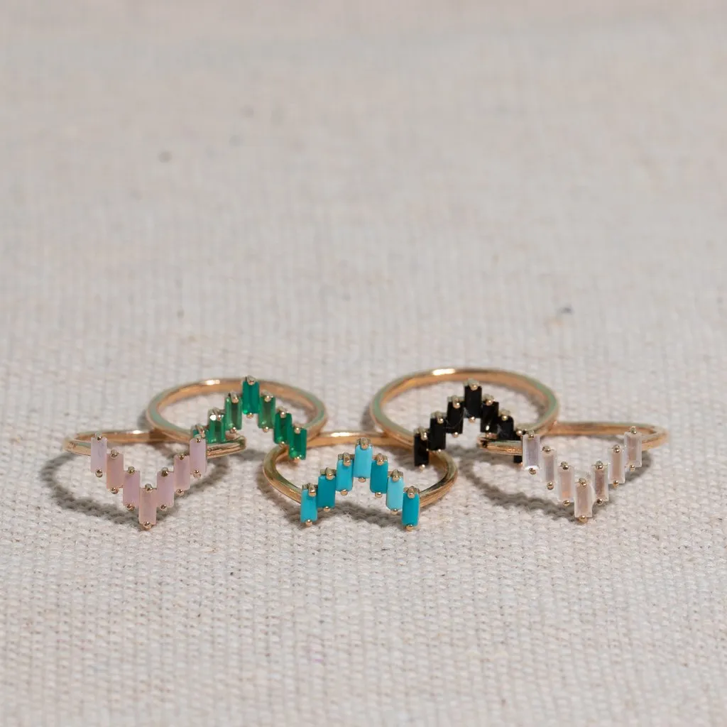 Chevron Ring in Green Onyx