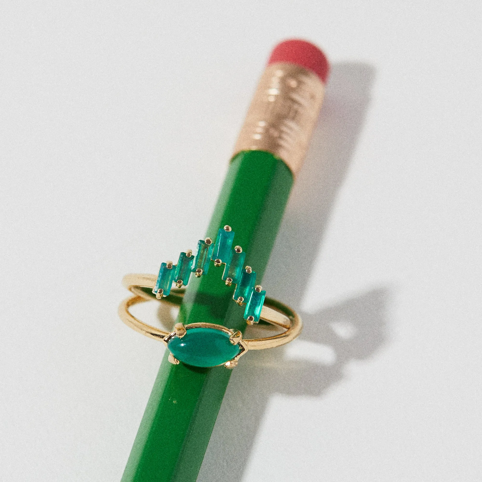 Chevron Ring in Green Onyx