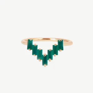 Chevron Ring in Green Onyx