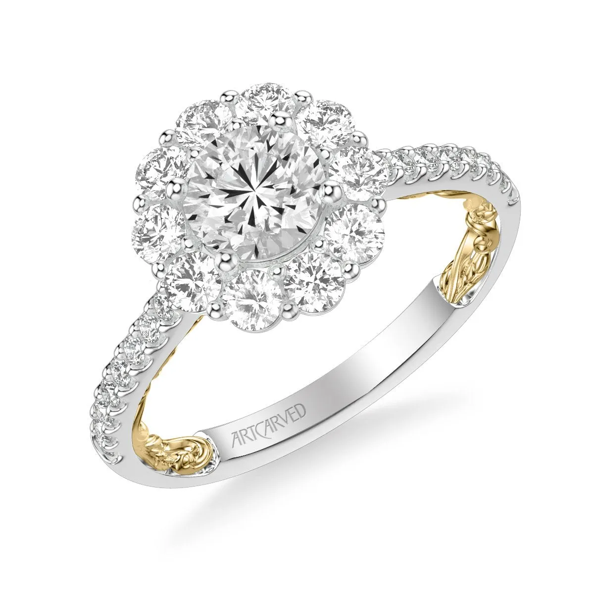 Cici Lyric Collection Classic Round Halo Diamond Engagement Ring