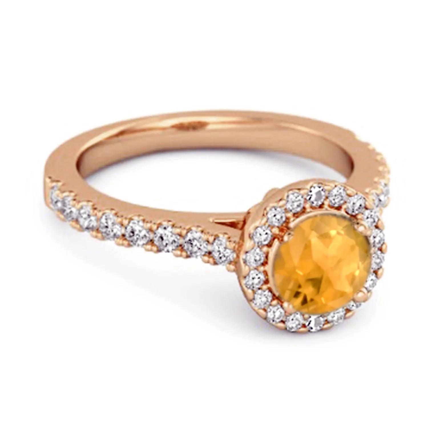 Citrine Birthstone 925 Sterling Silver Solitaire Accents Ring