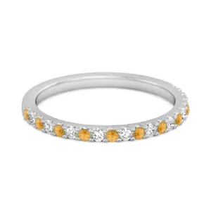 Citrine Half Eternity Band 925 Sterling Silver Stackable Ring