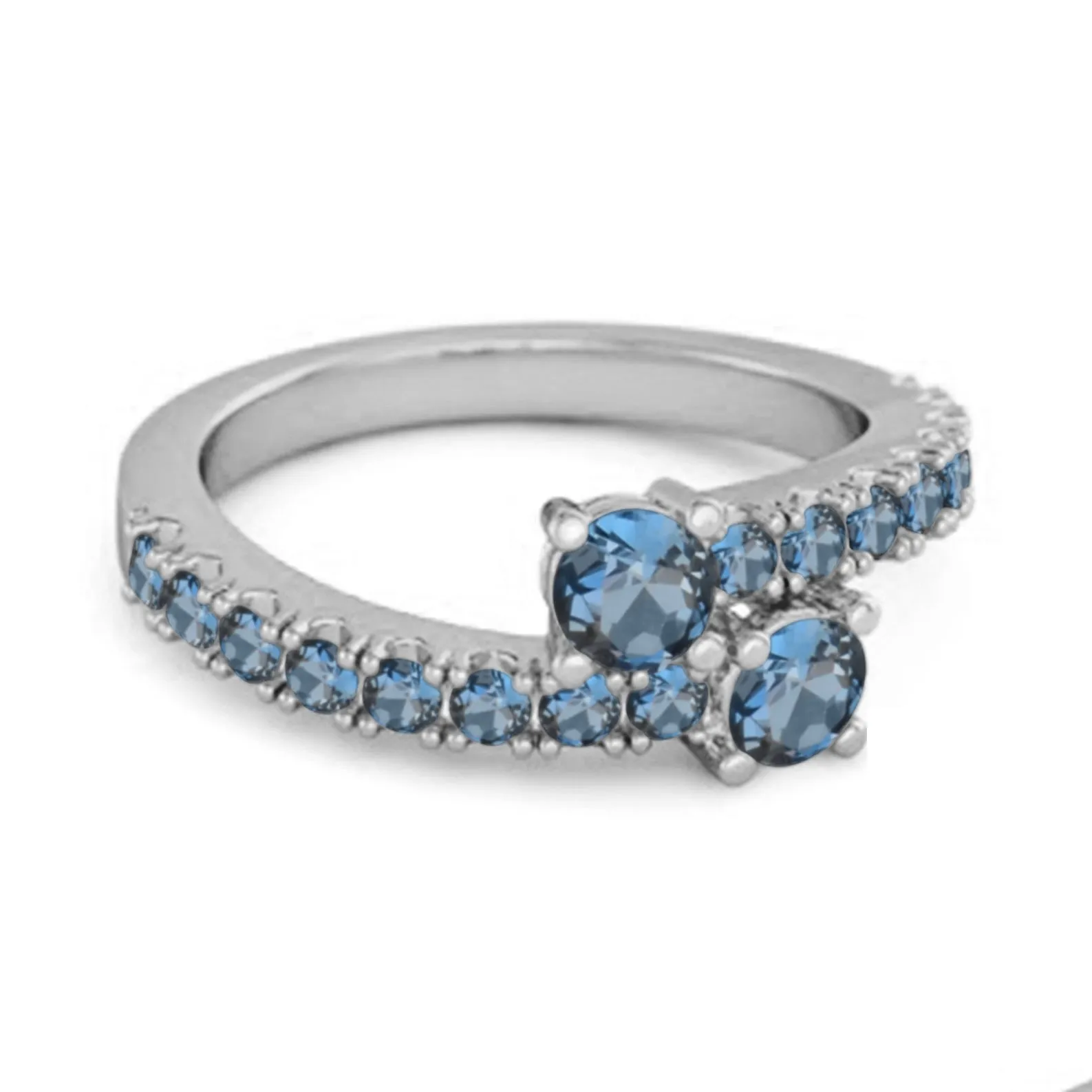 Classic London Blue Topaz 925 Sterling Silver Split Shank Bridal Ring