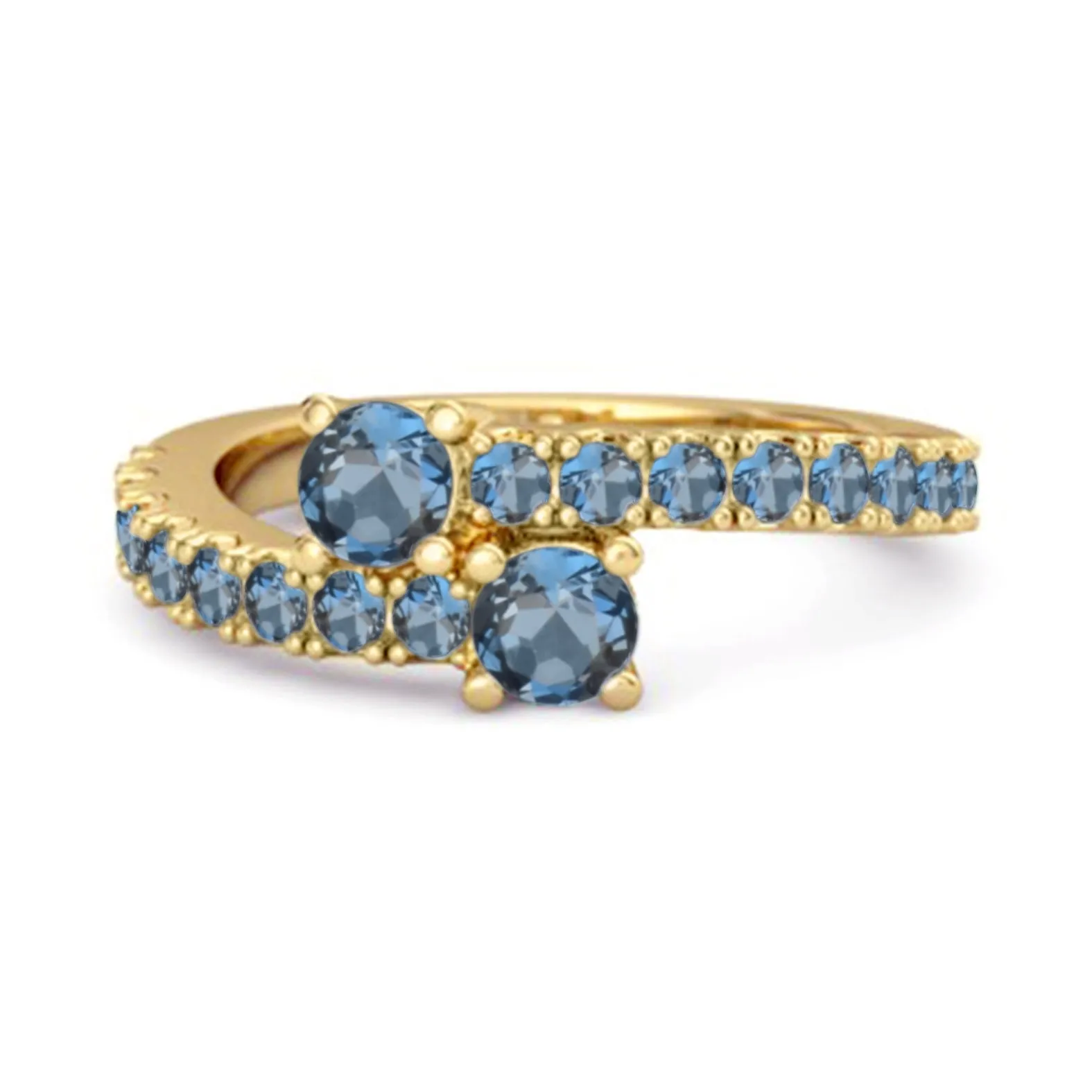 Classic London Blue Topaz 925 Sterling Silver Split Shank Bridal Ring