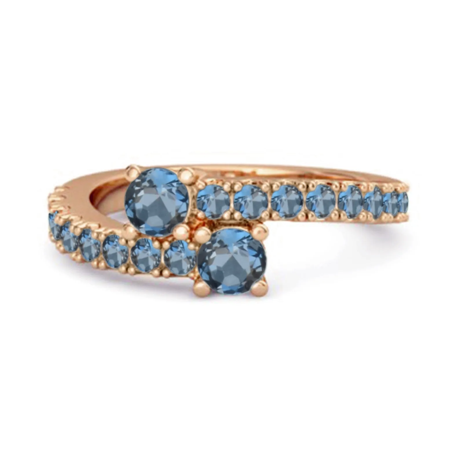 Classic London Blue Topaz 925 Sterling Silver Split Shank Bridal Ring