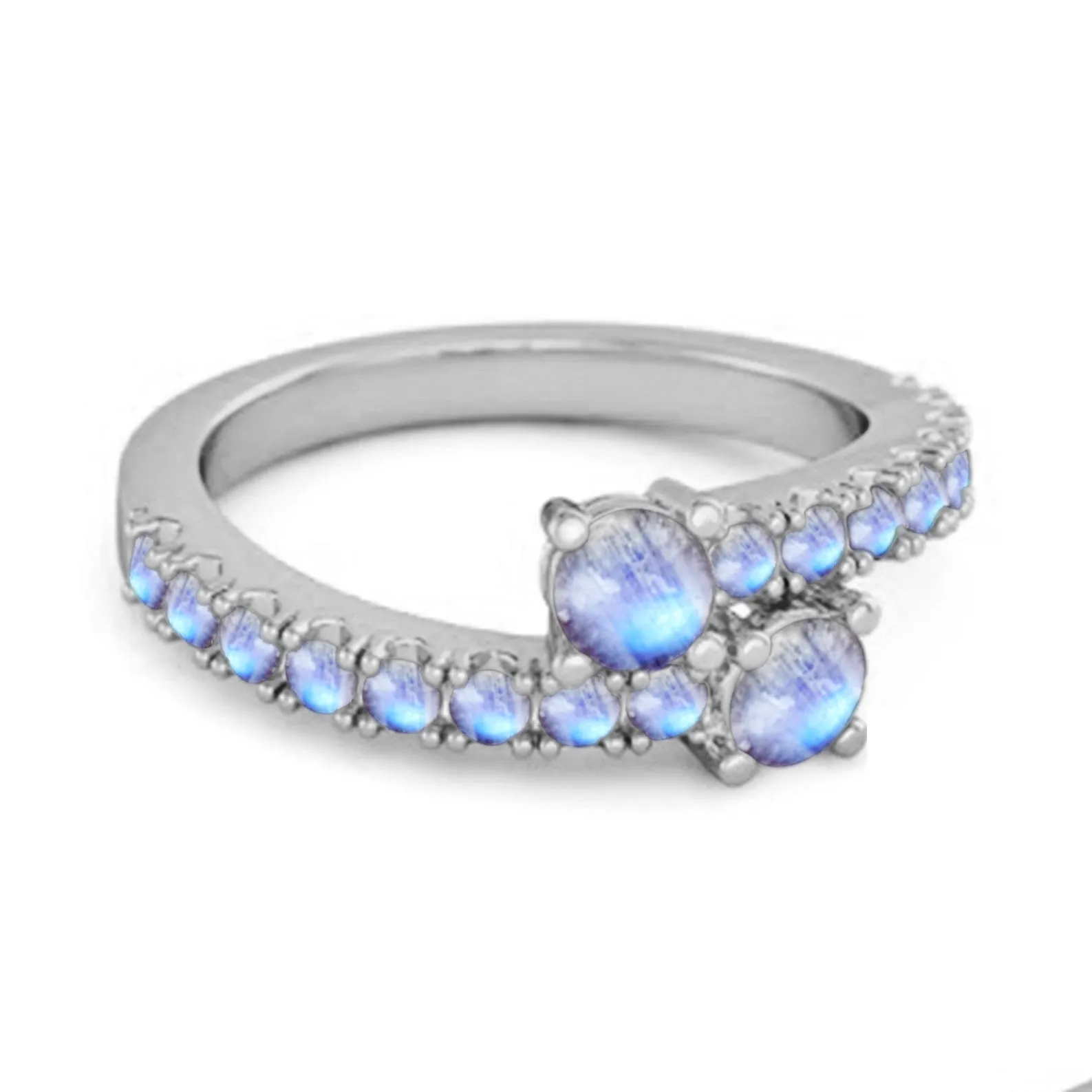 Classic Moonstone 925 Sterling Silver Split Shank Bridal Ring