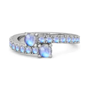 Classic Moonstone 925 Sterling Silver Split Shank Bridal Ring