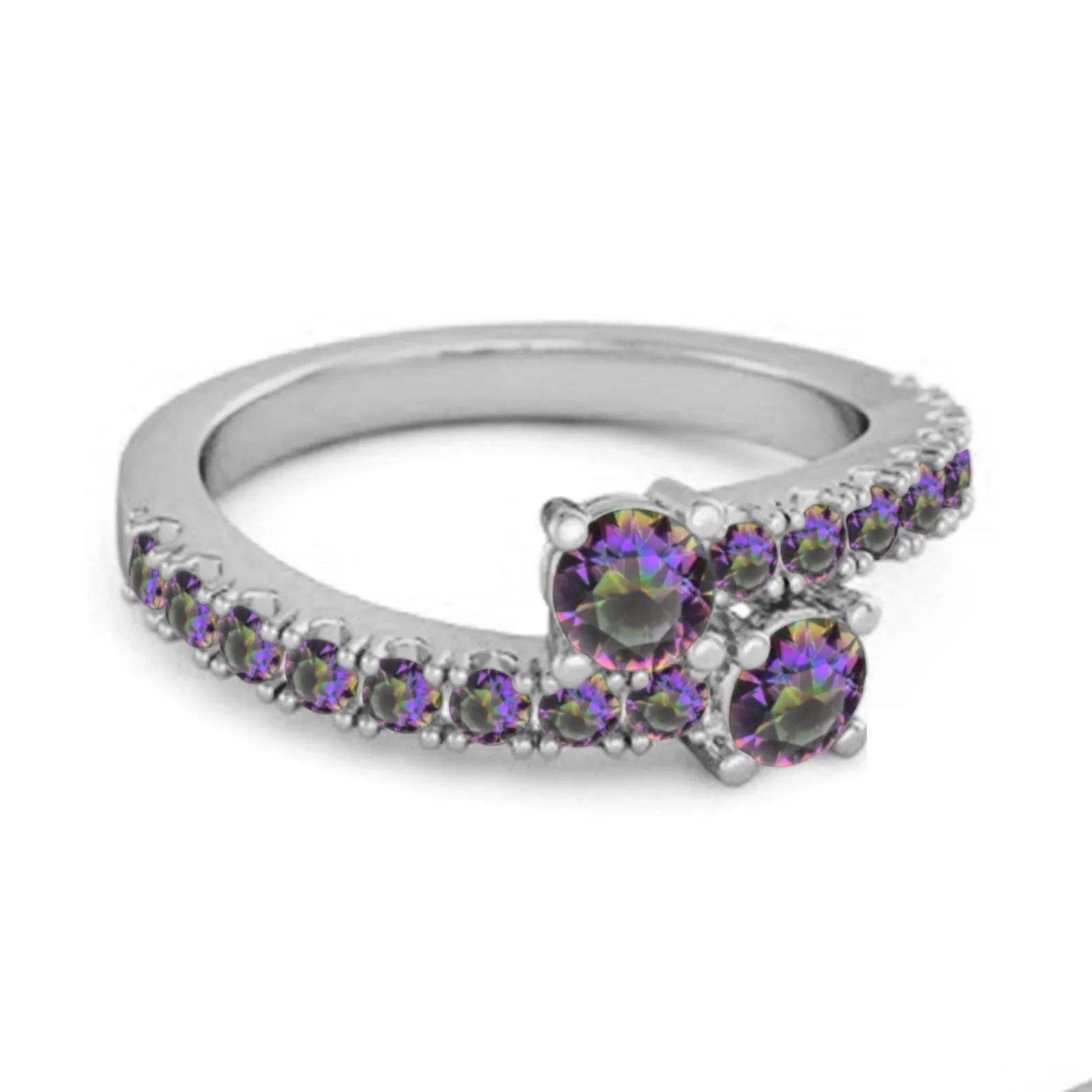 Classic Mystic Topaz 925 Sterling Silver Split Shank Bridal Ring