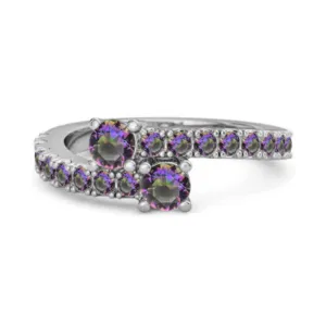 Classic Mystic Topaz 925 Sterling Silver Split Shank Bridal Ring