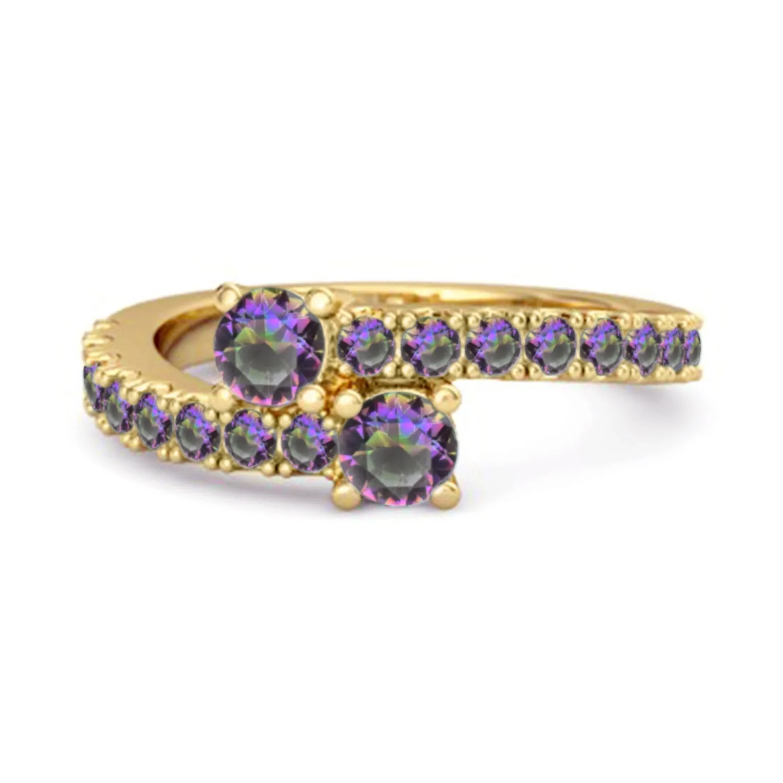 Classic Mystic Topaz 925 Sterling Silver Split Shank Bridal Ring